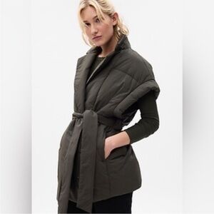 Gap duvet wrap puffer vest mistletoe olive green size small